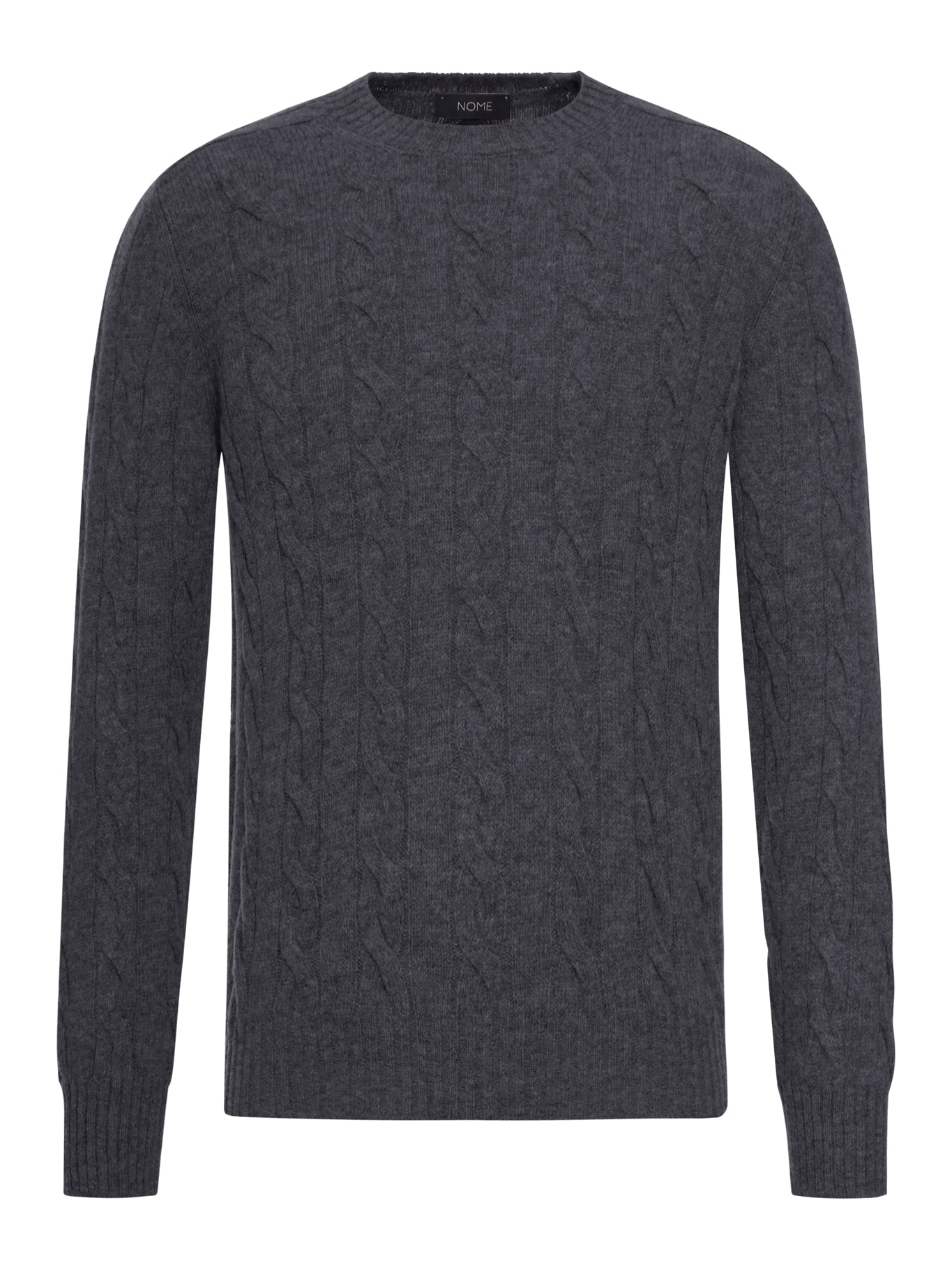 CABLE-KNIT WOOL CREW NECK