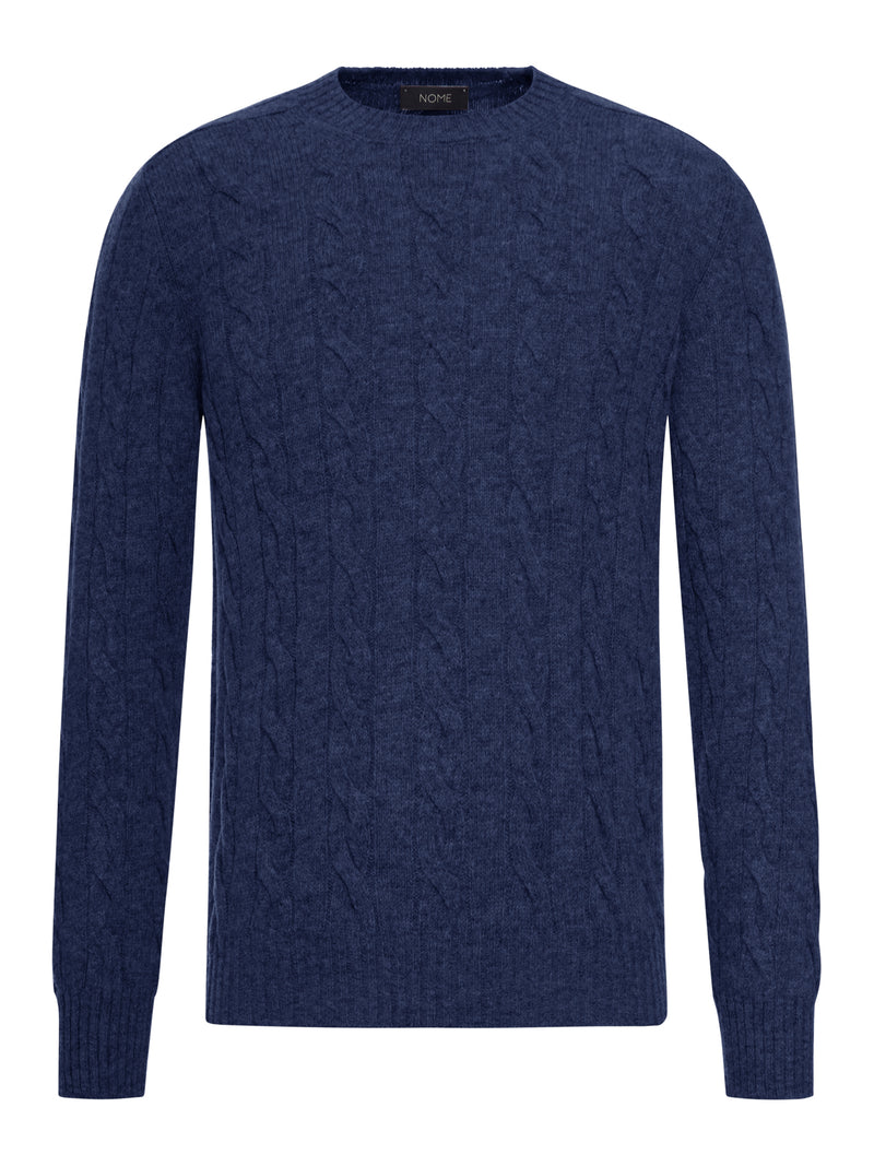 CABLE-KNIT WOOL CREW NECK