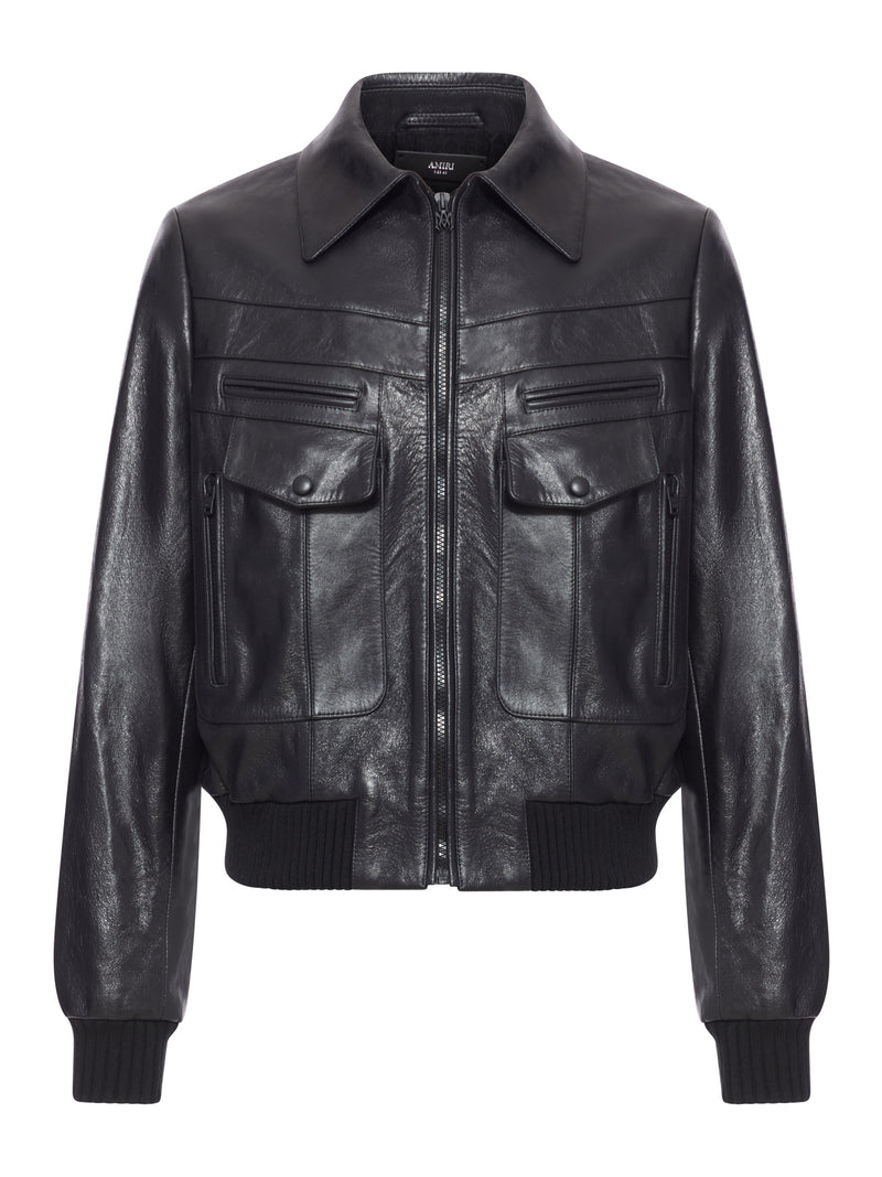 LEATHER BLOUSON WITH DOUBLE POCKETS