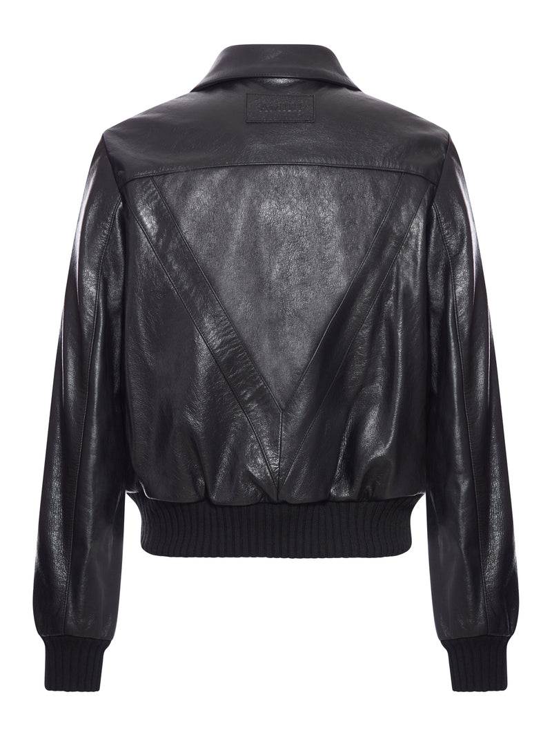 LEATHER BLOUSON WITH DOUBLE POCKETS