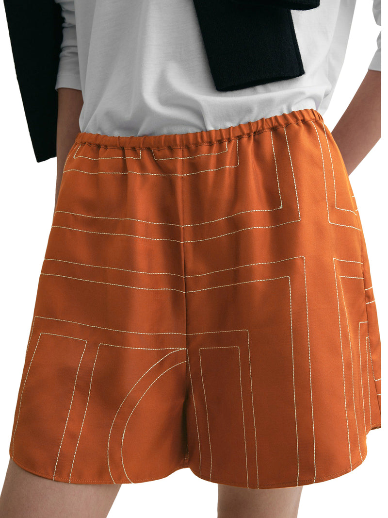 SILK SHORTS WITH MONOGRAM