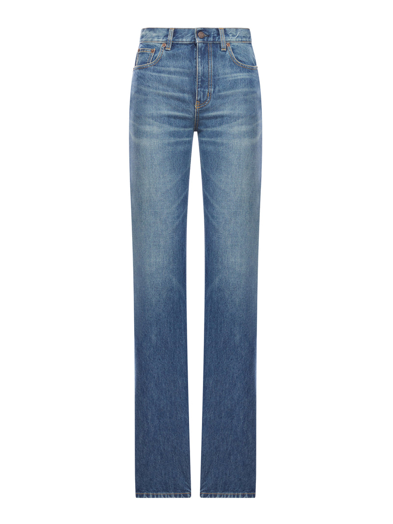 WASHED COTTON DENIM JEANS