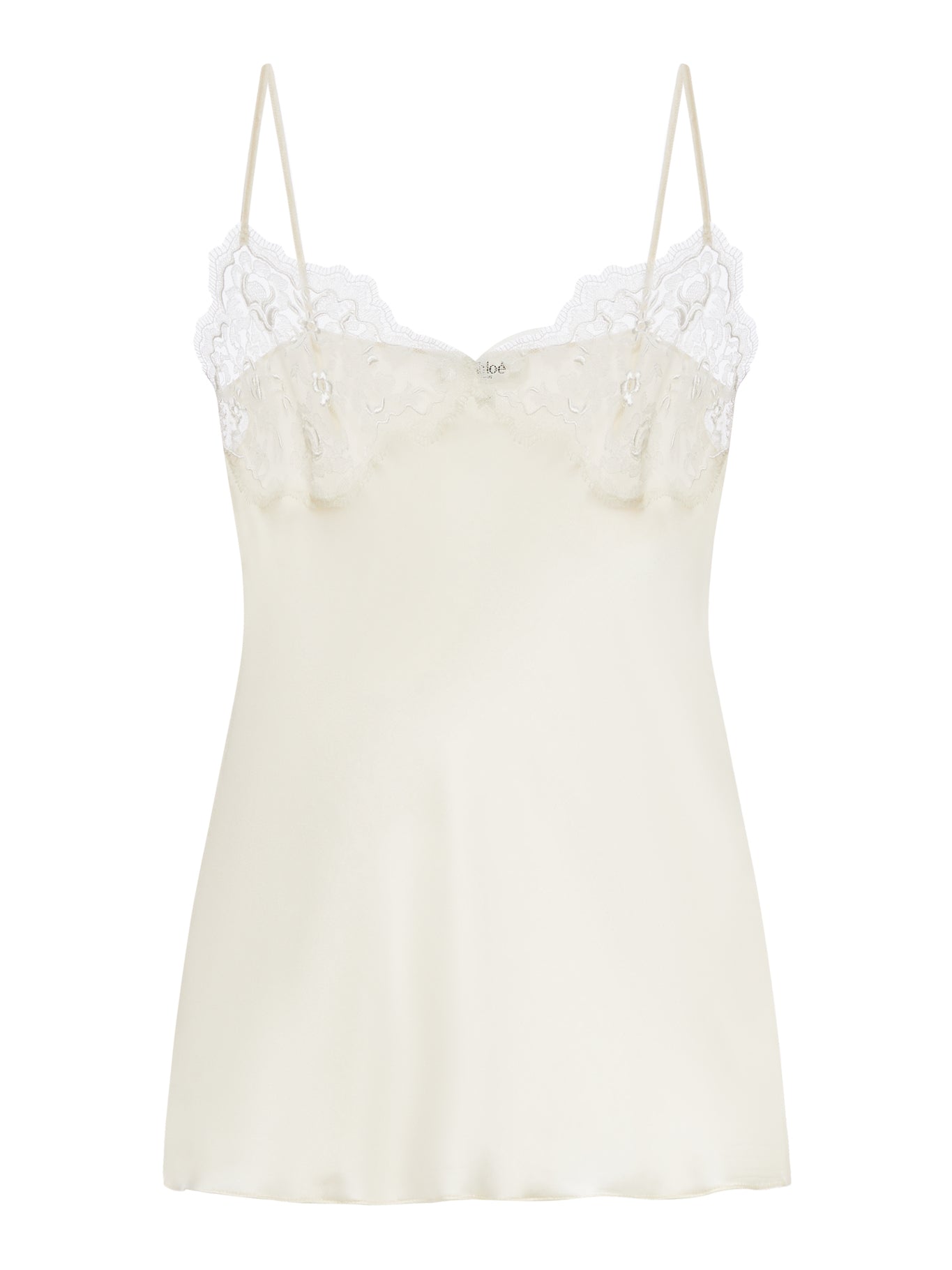 TANK TOP IN WASHED SILK SATIN AND LACE