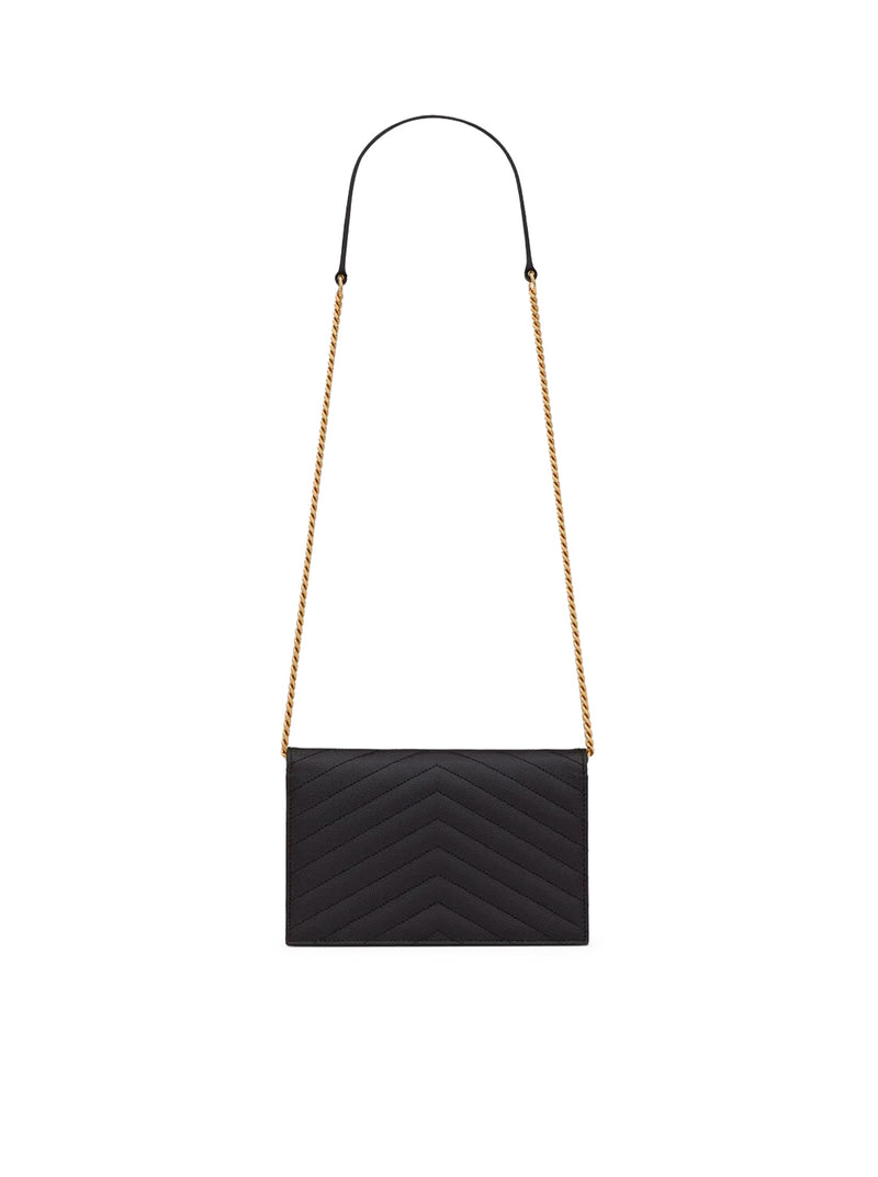 CLASSIC CASSANDRE CHAIN ENVELOPE CLUTCH IN GRAIN DE POUDRE LEATHER