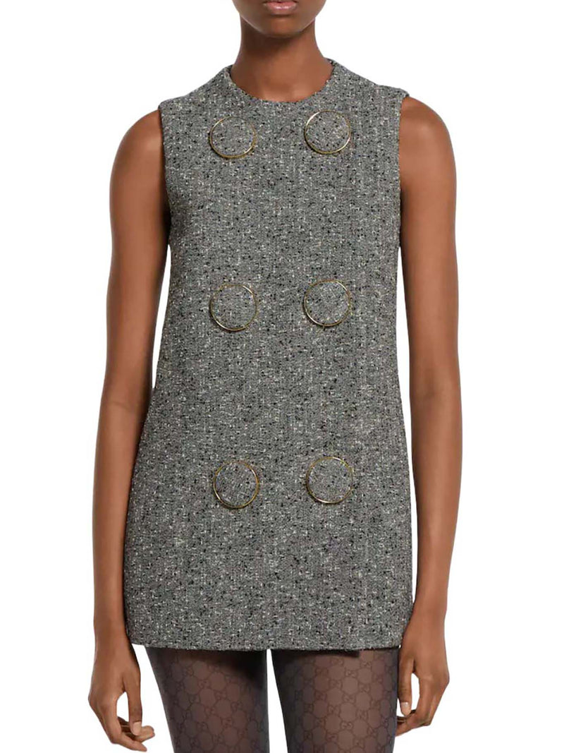 WOOL DRESS WITH OVERSIZED BUTTONS