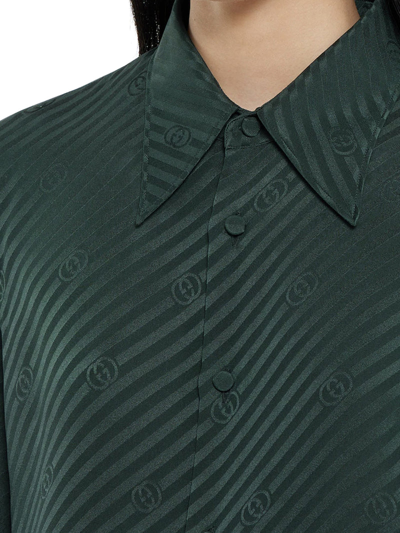 JACQUARD SILK SHIRT WITH GG CROSS