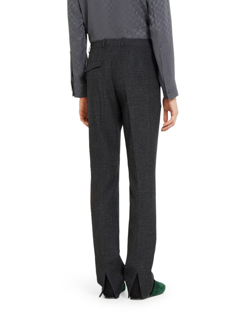 TROUSERS IN MOULINÉ WOOL FABRIC