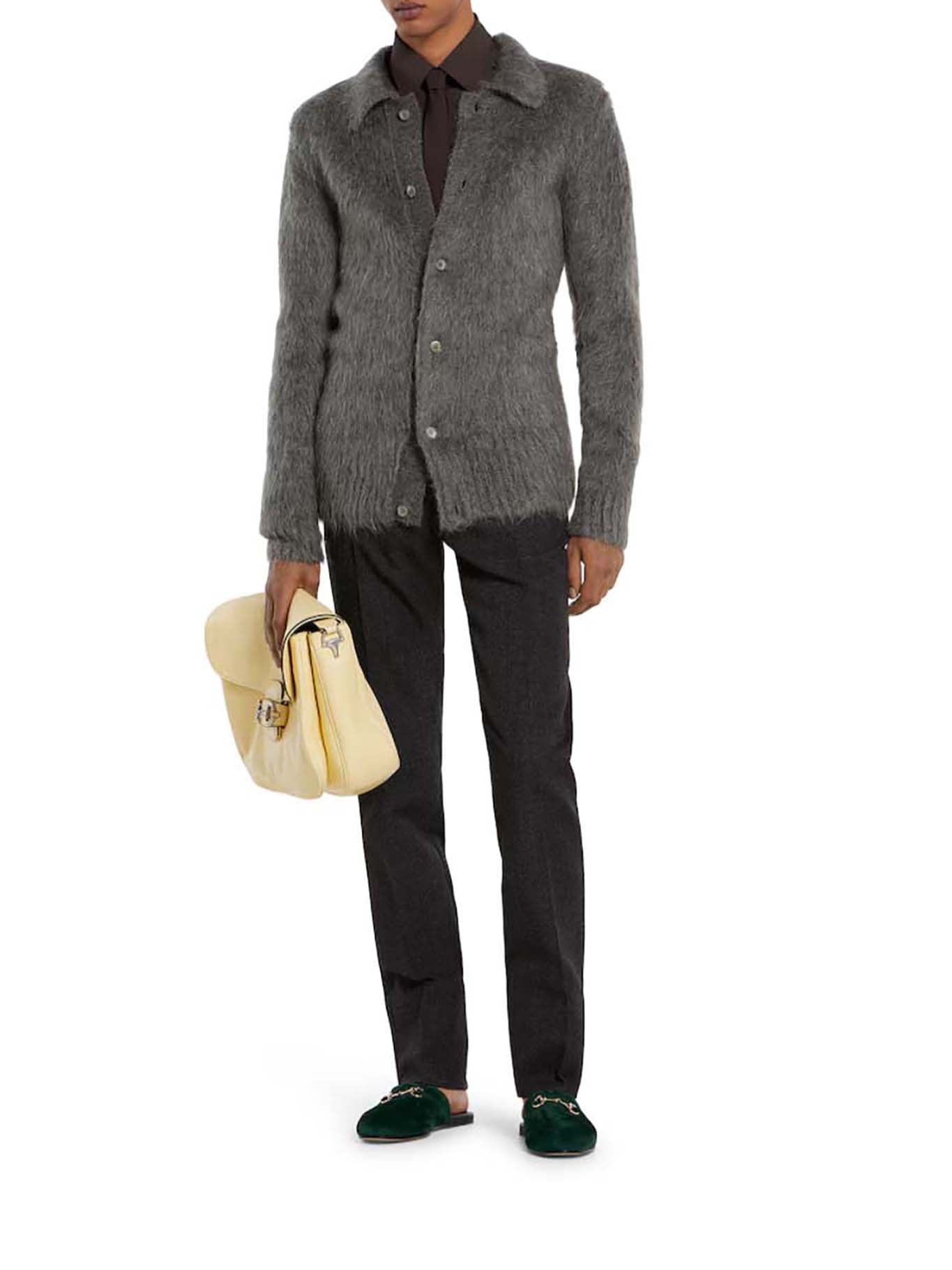 BRUSHED MOHAIR WOOL CARDIGAN