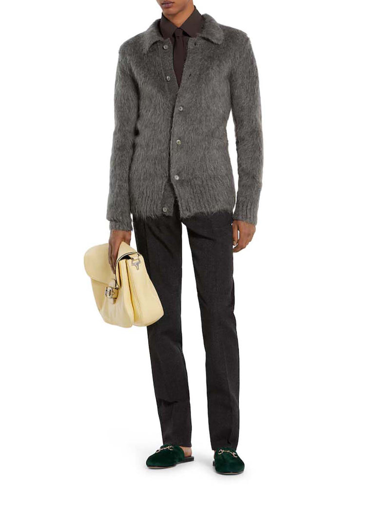 BRUSHED MOHAIR WOOL CARDIGAN