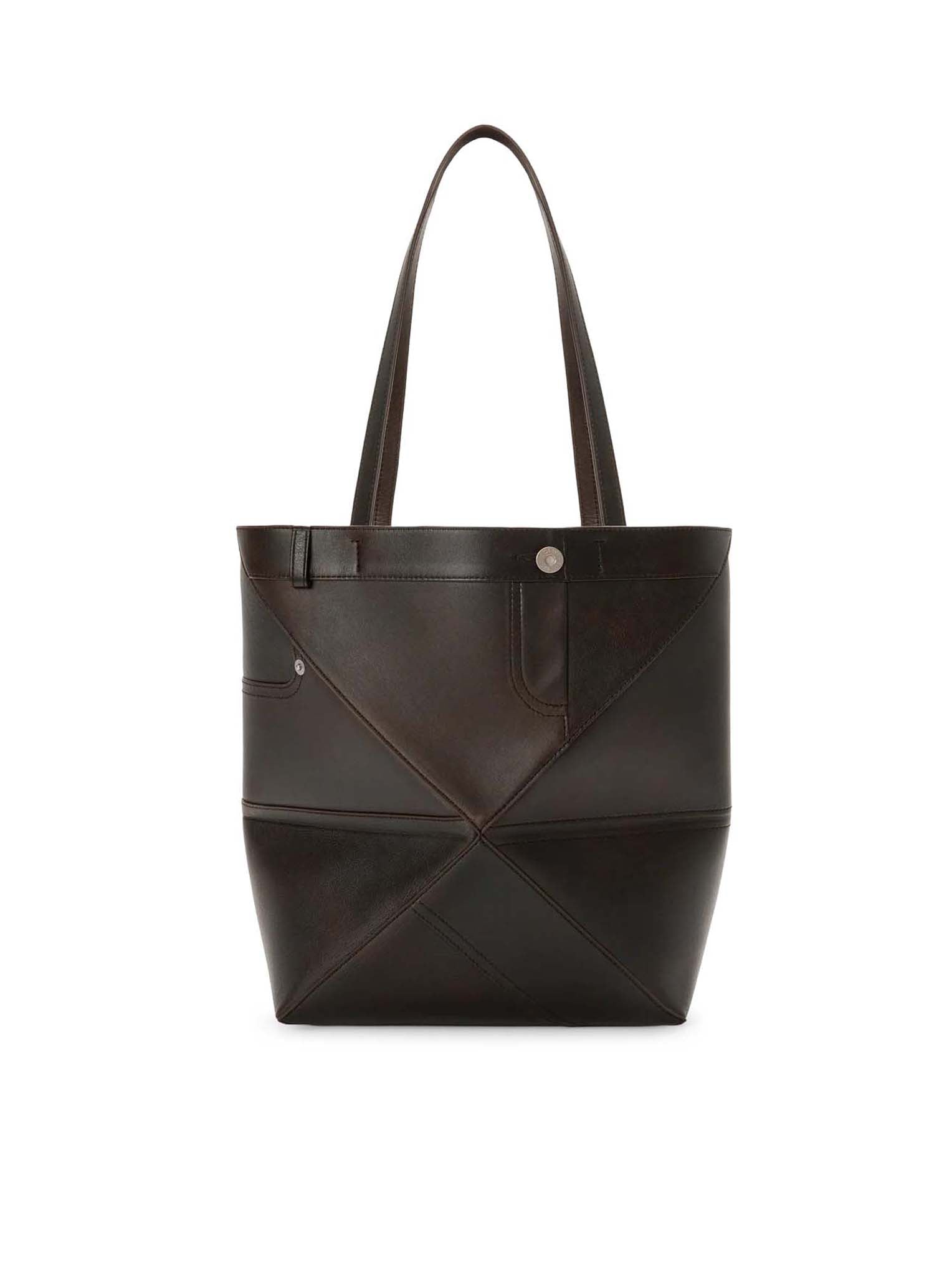 MEDIUM PUZZLE FOLD PANTS TOTE BAG IN LEATHER
