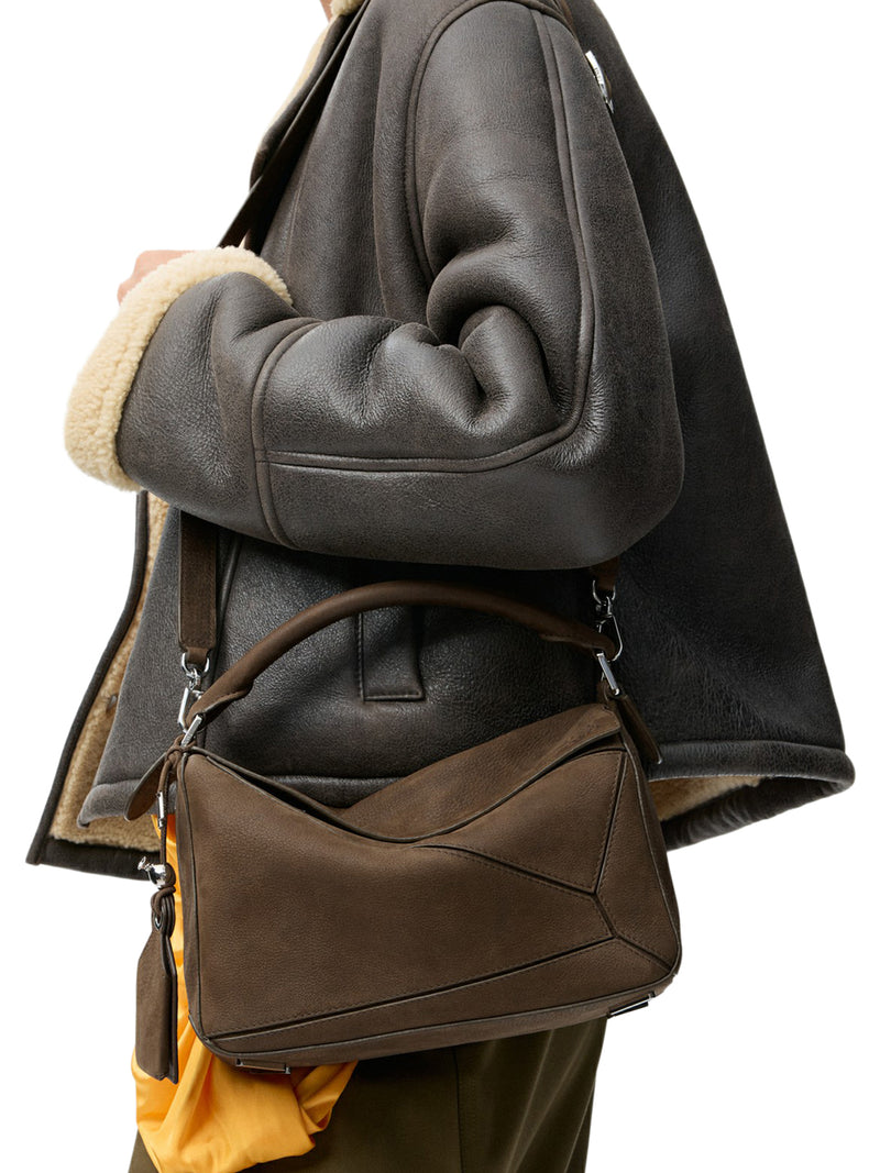 FEATHERLIGHT PUZZLE SMALL BAG IN GARNET NUBUCK