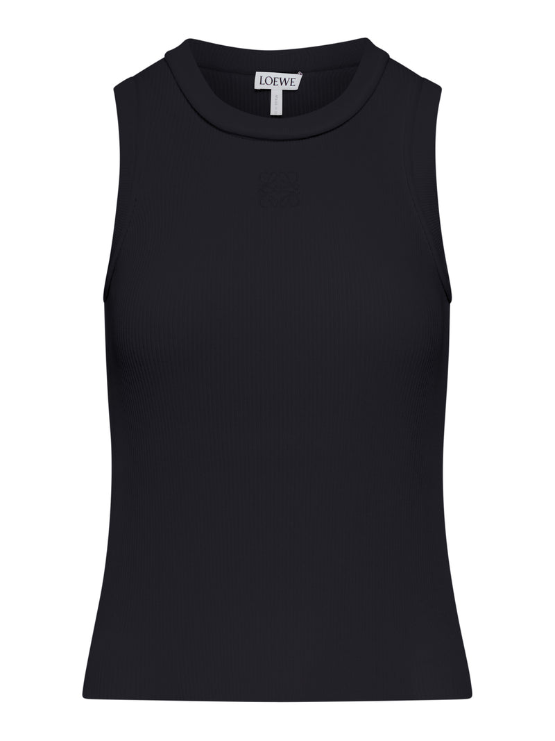 RIBBED TOP WITH ANAGRAM EMBROIDERY