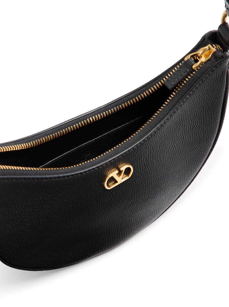 VLOGO SIGNATURE MINI HOBO BAG IN BLACK GARNET CALFSKIN