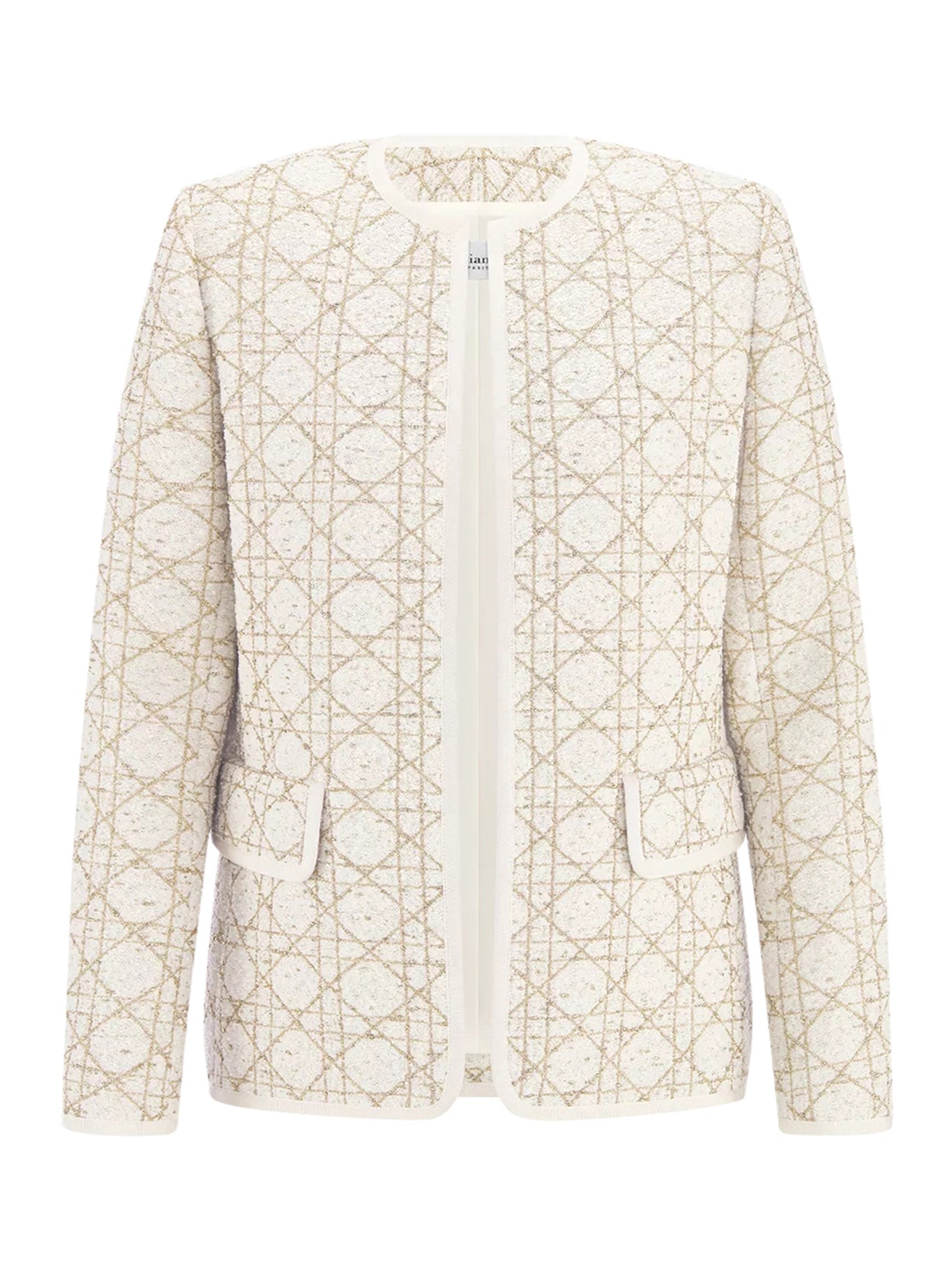 MACROCANNAGE JACKET IN WHITE AND GOLD WOOL BLEND TWEED
