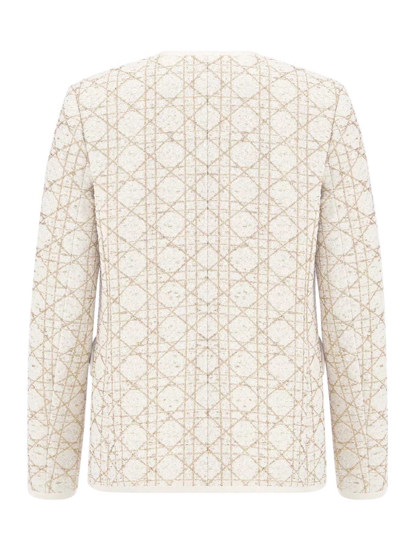 MACROCANNAGE JACKET IN WHITE AND GOLD WOOL BLEND TWEED