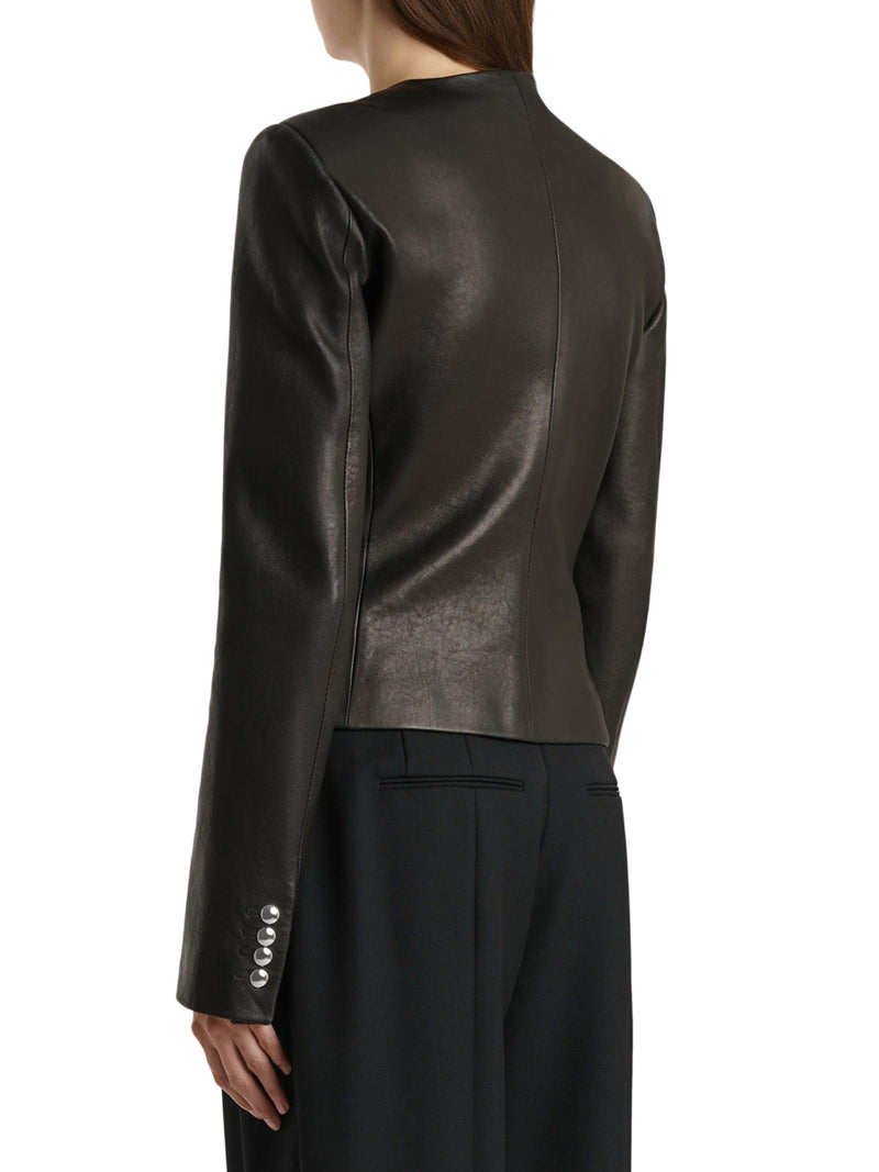 NARA LEATHER PEPLUS JACKET
