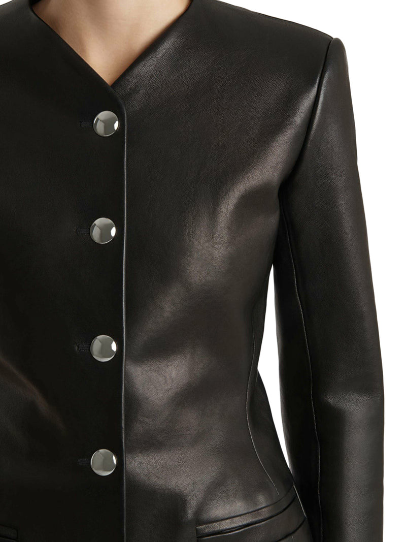 NARA LEATHER PEPLUS JACKET