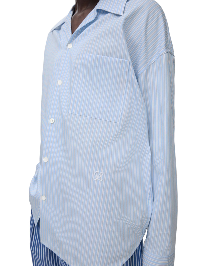 OVERSIZED STRIPED COTTON SHIRT WITH BOWLING COLLAR