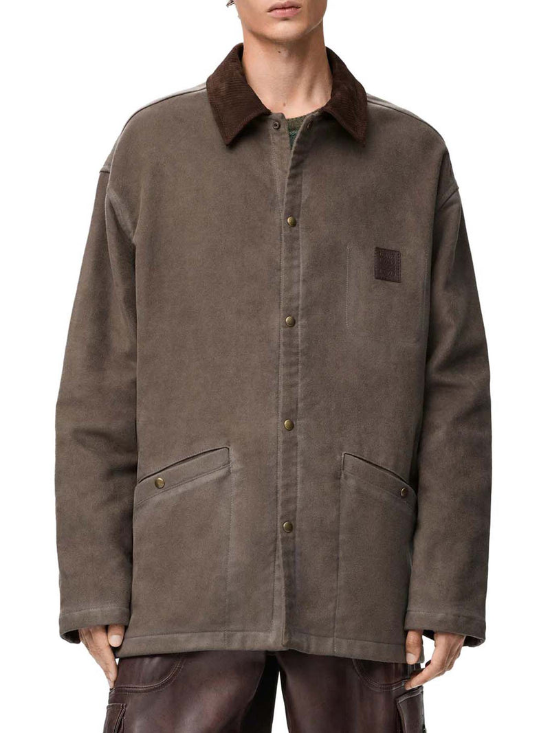 COTTON BLEND OVERSHIRT WITH ANAGRAM PATTERN