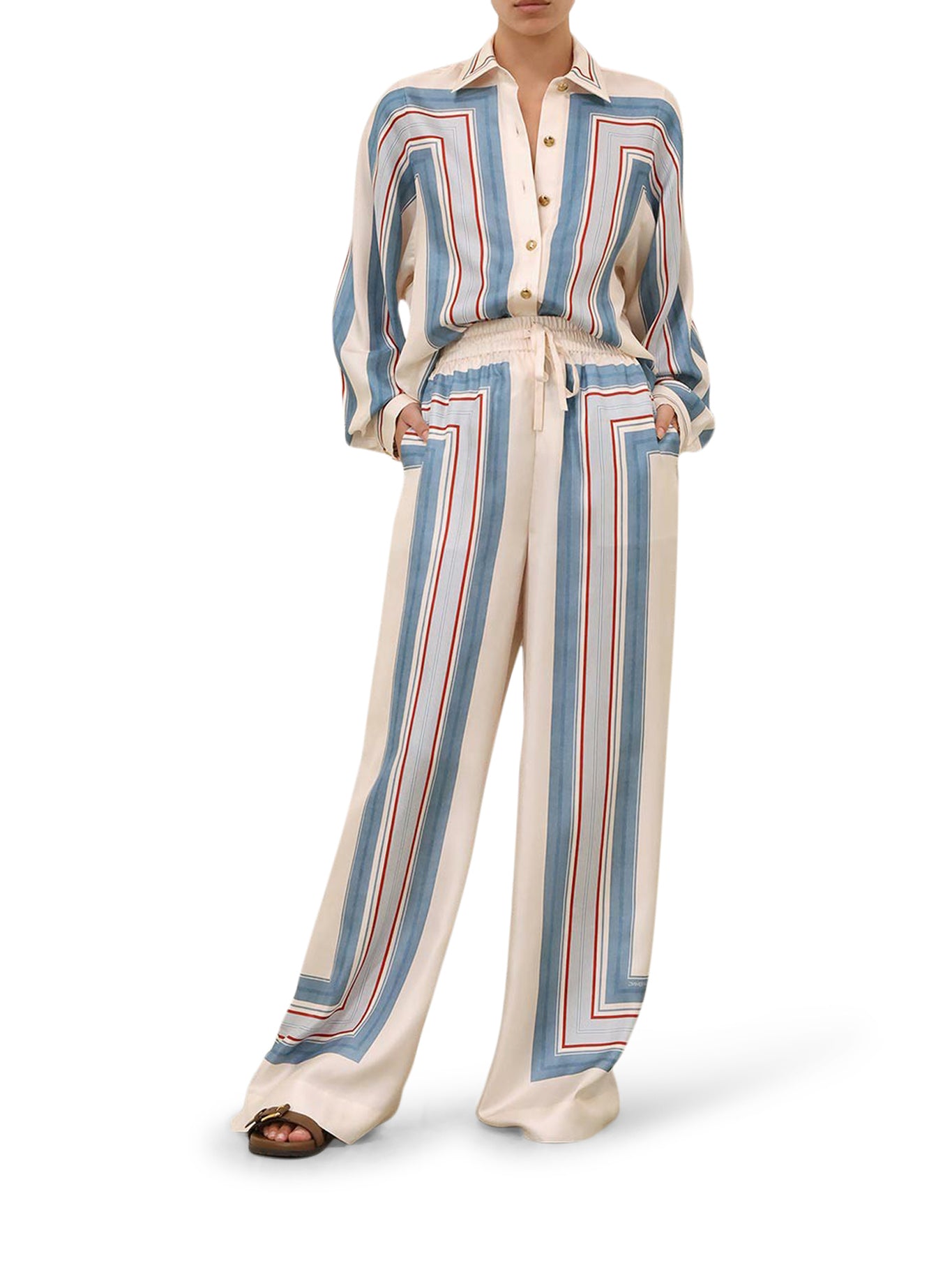 WIDE-WAISTED SILK TROUSERS