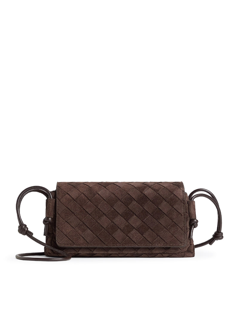 SUEDE POUCH WITH BRAIDED WORKMANSHIP