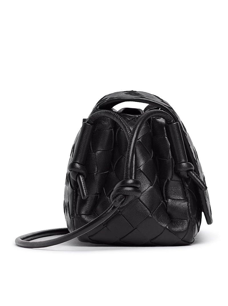 WOVEN NAPPA CLUTCH WITH ADJUSTABLE TUBULAR SHOULDER STRAP