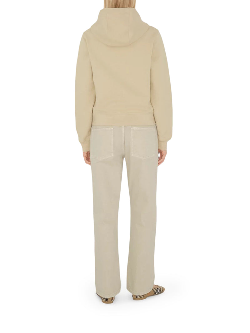 FELPA CON CAPPUCCIO E CERNIERA IN COTONE CON ETICHETTA CHECK