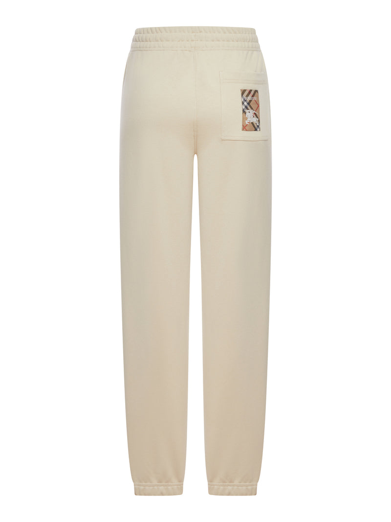 COTTON JOGGING TROUSERS WITH CHECK APPLIQUE