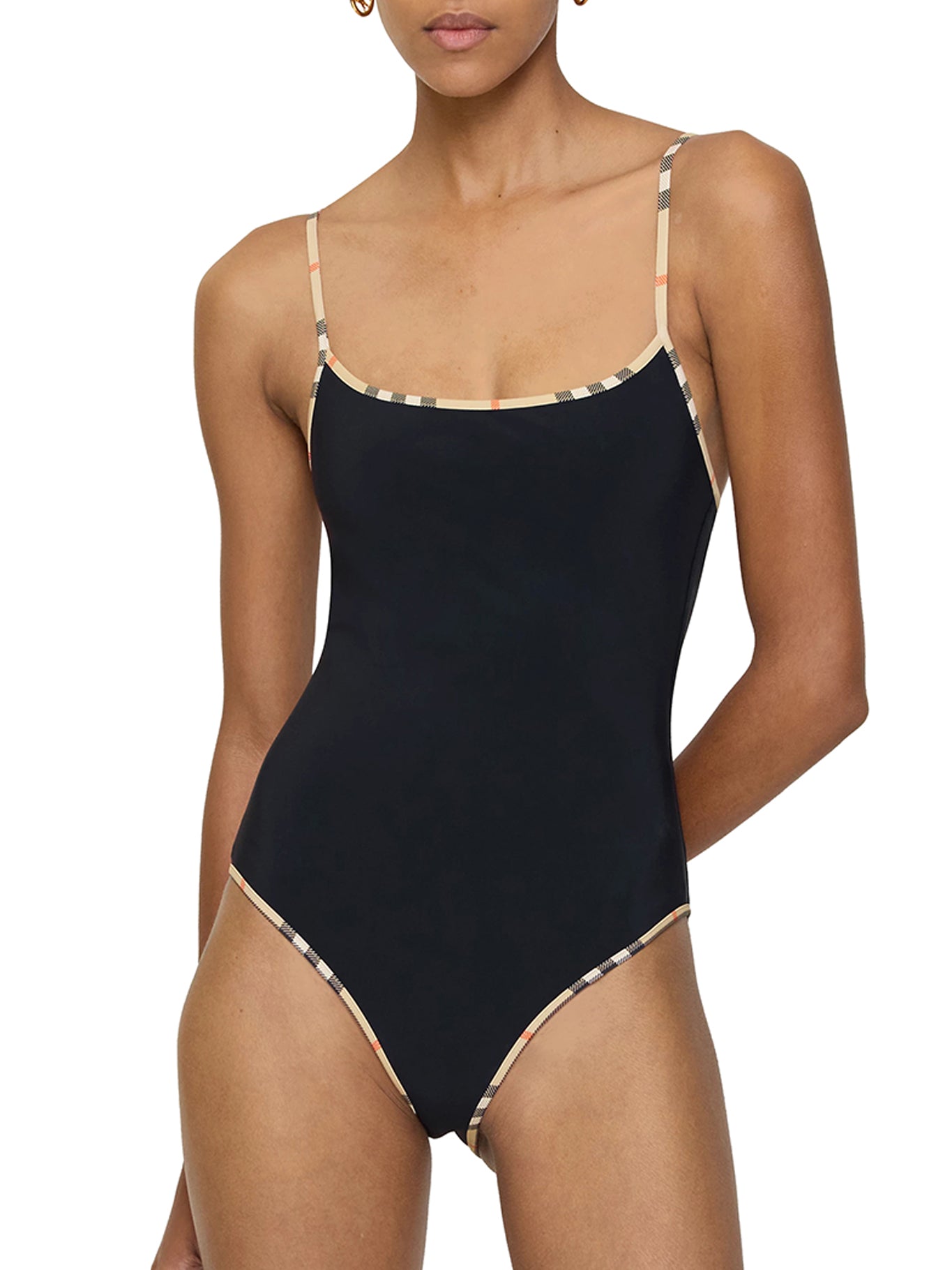 SWIMSUIT WITH CHECKED FINISHES