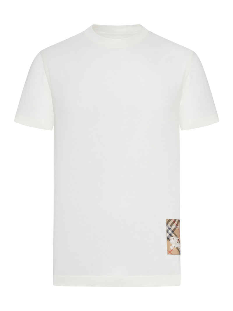 COTTON T-SHIRT WITH CHECK APPLIQUE