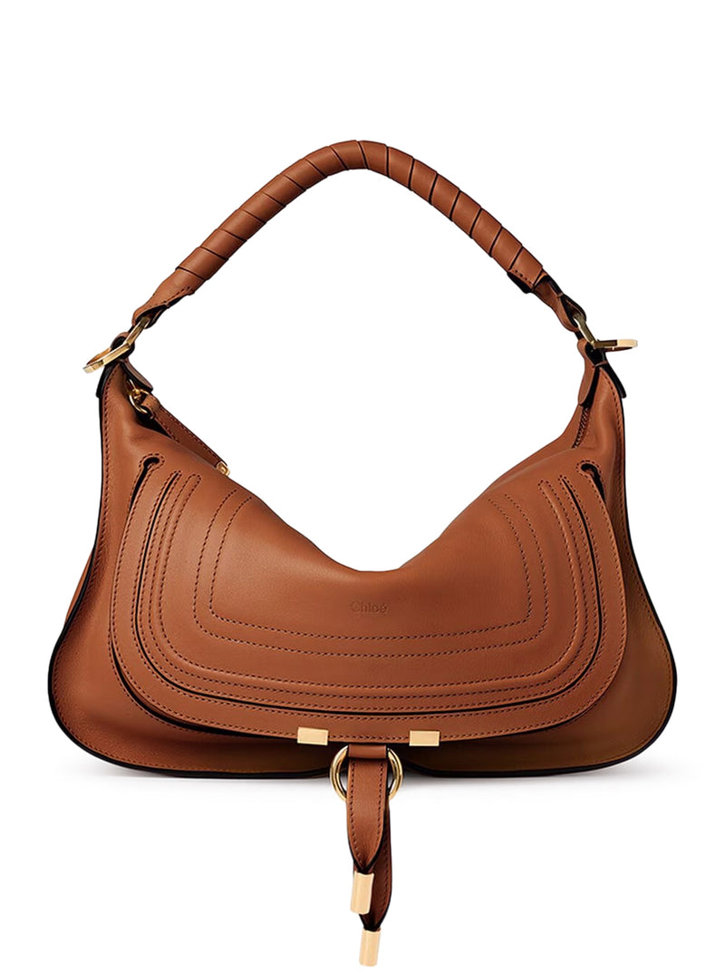SMALL MARCIE SHOULDER BAG IN CLAY BROWN SOFT LEATHER