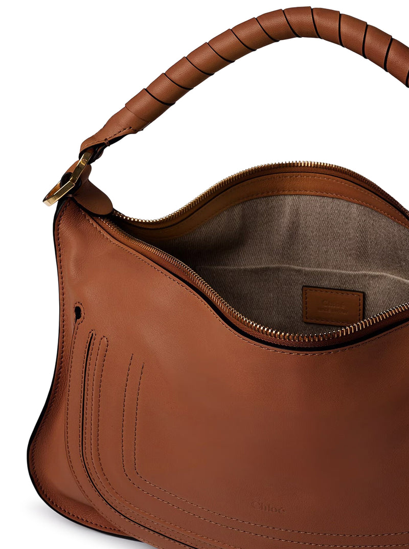 SMALL MARCIE SHOULDER BAG IN CLAY BROWN SOFT LEATHER