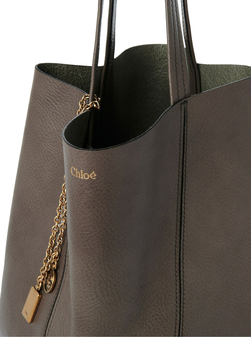 CHLOÉ SPIN TOTE BAG IN GRANATE LEATHER