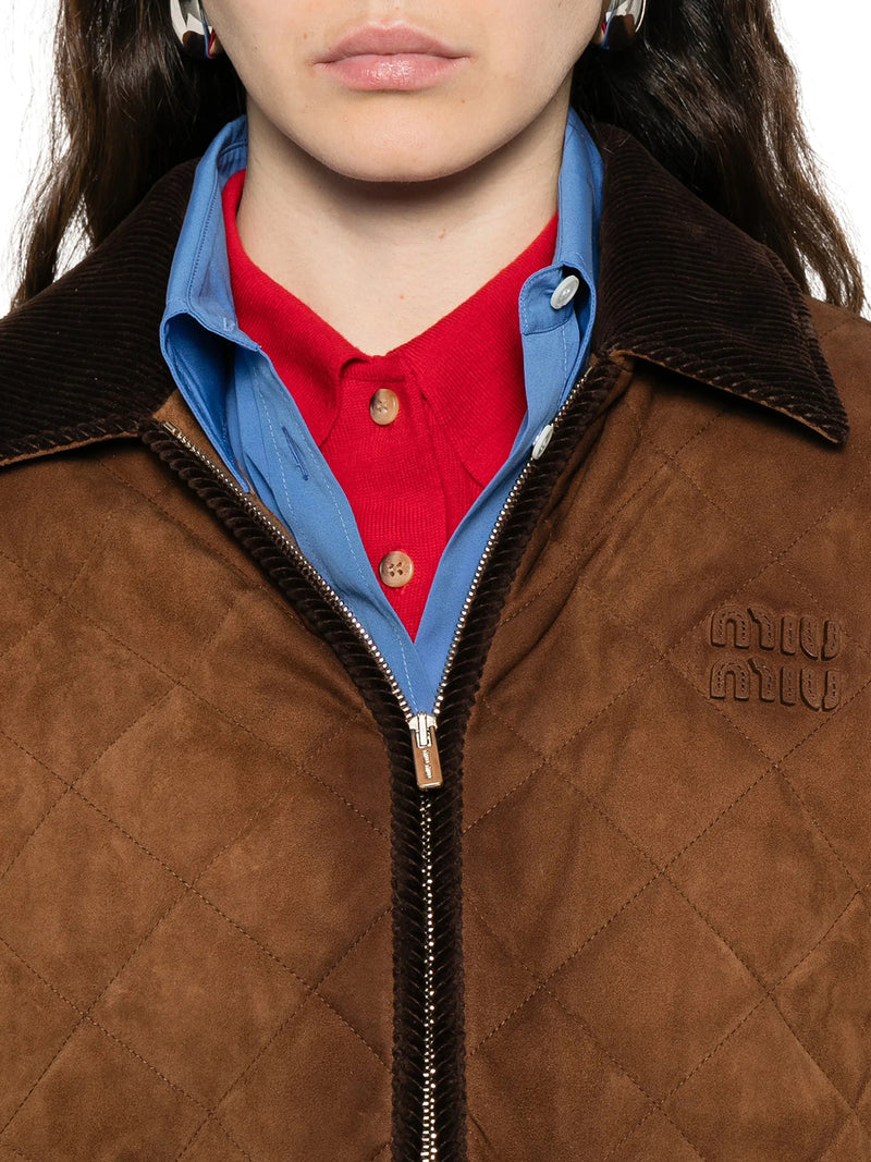 SUEDE JACKET WITH VELVET COLLAR