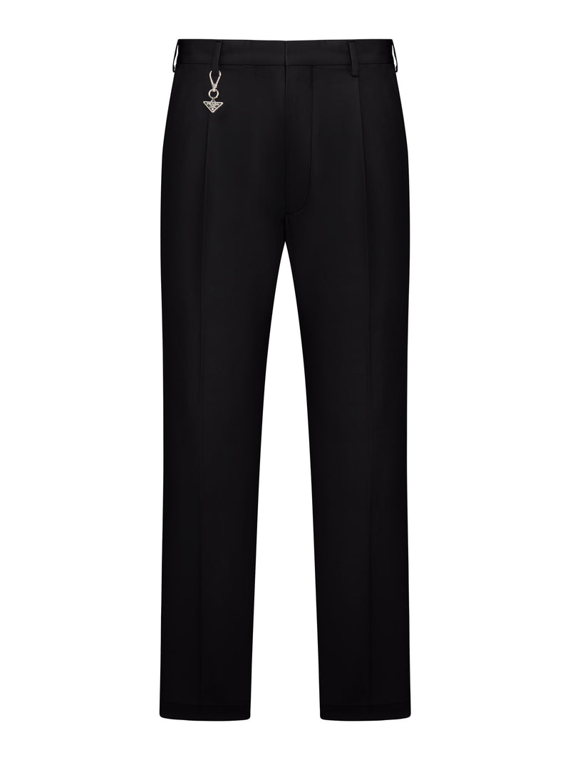COTTON TROUSERS WITH ENAMELED METAL TRIANGLE LOGO