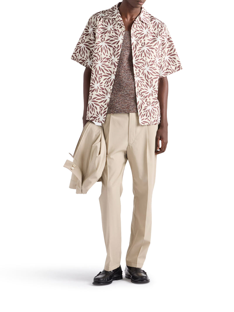 COTTON TROUSERS WITH ENAMELED METAL TRIANGLE LOGO