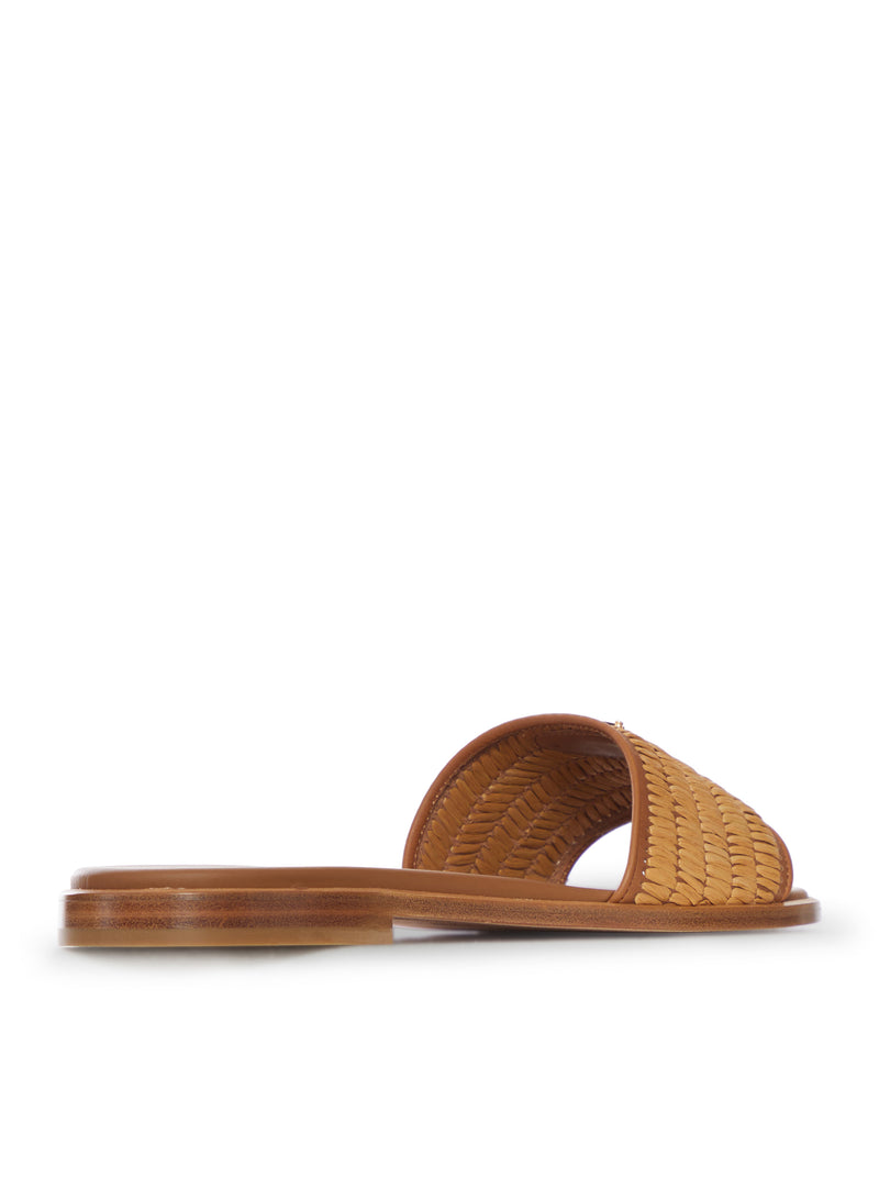RAFFIA SLIPPERS WITH LOGO