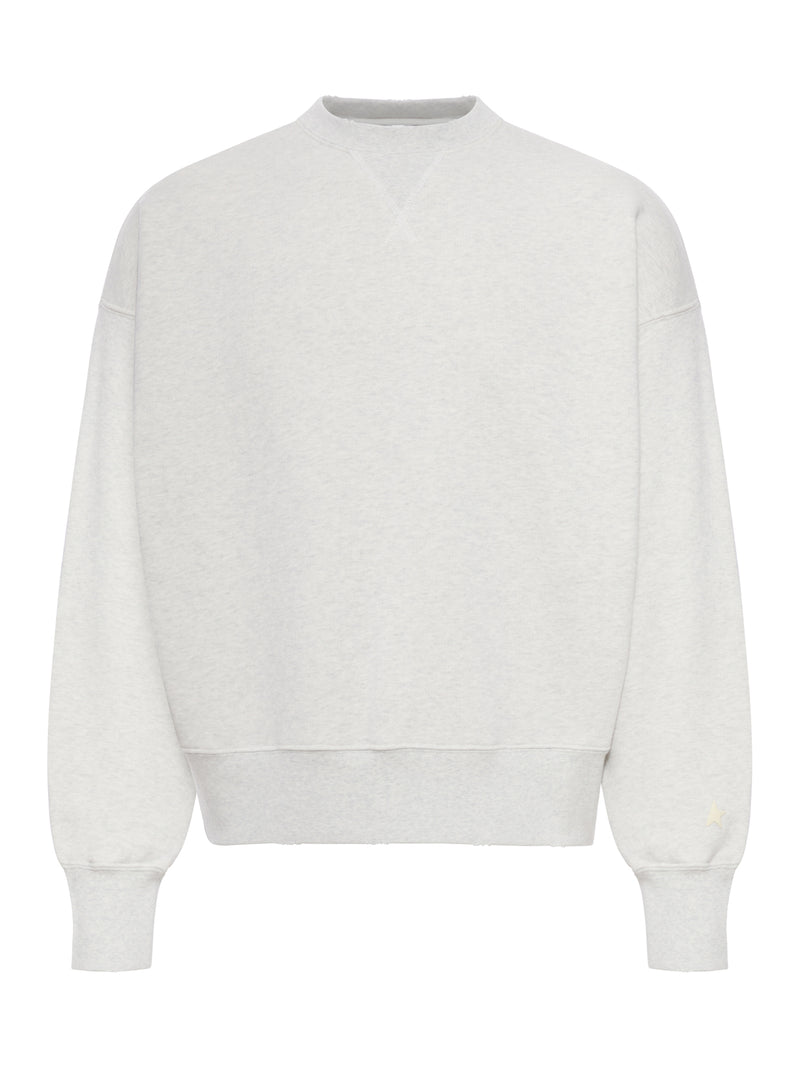 UNISEX STAR SWEATSHIRT IN GREY COTTON WITH EMBROIDERY AND CRYSTALS