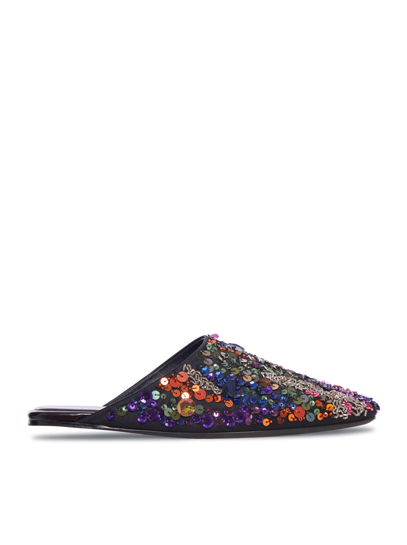 DECORATED SATIN CREPE MULE