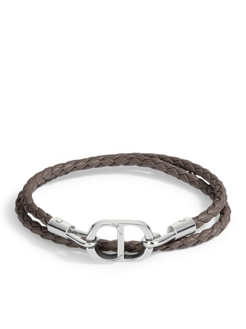 DOUBLE CD ICON BRACELET IN BRAIDED LAMBSKIN