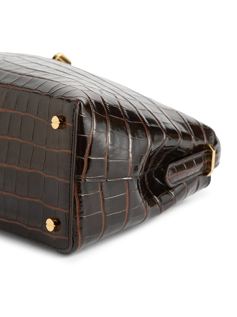 T-LOCK BAG WITH CROCODILE PRINT