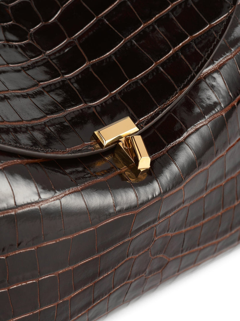 T-LOCK BAG WITH CROCODILE PRINT