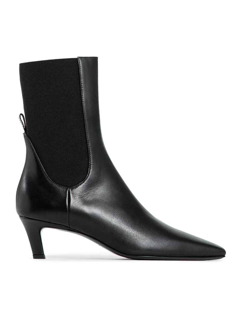 LEATHER MID-HEEL BOOTS