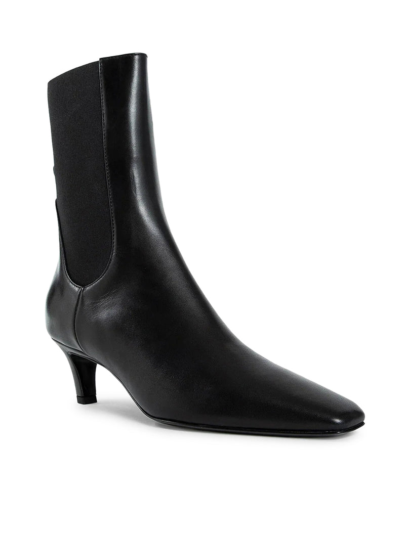LEATHER MID-HEEL BOOTS