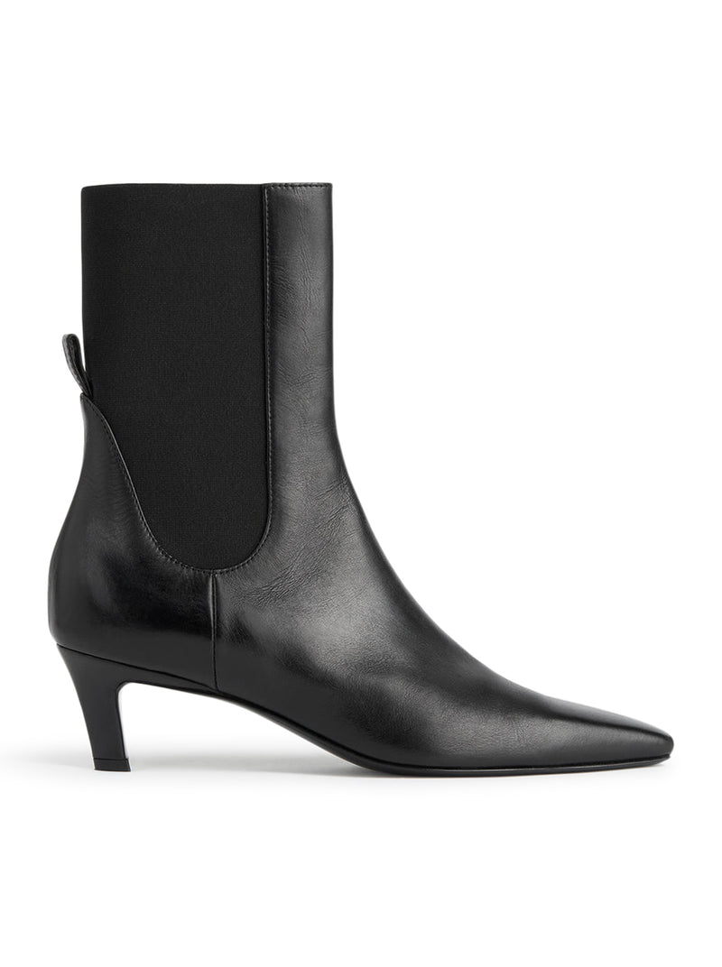 LEATHER MID-HEEL BOOTS
