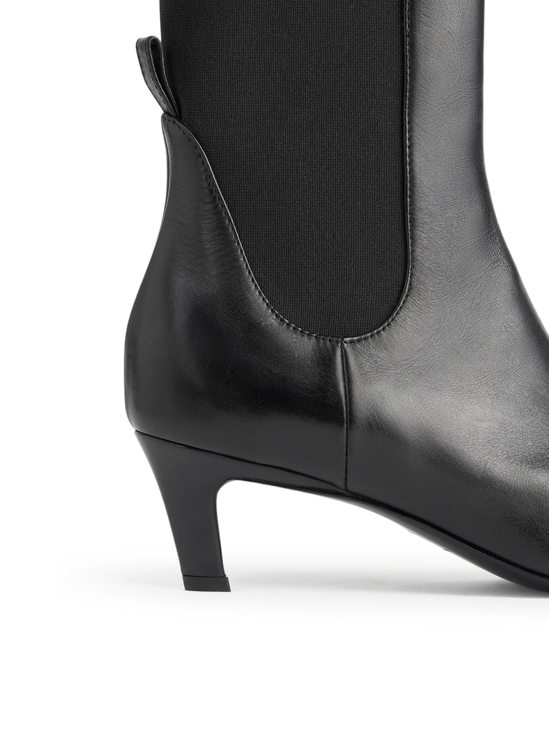 LEATHER MID-HEEL BOOTS