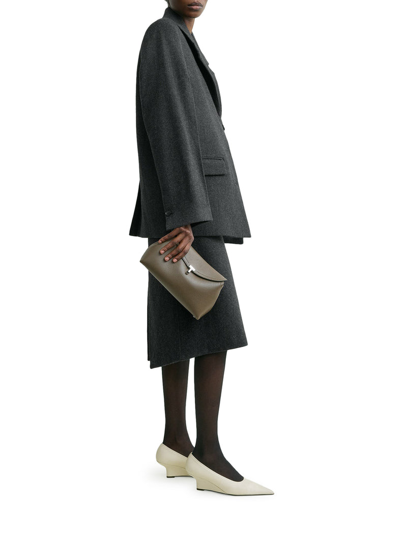 T-LOCK HAMMERED LEATHER CLUTCH