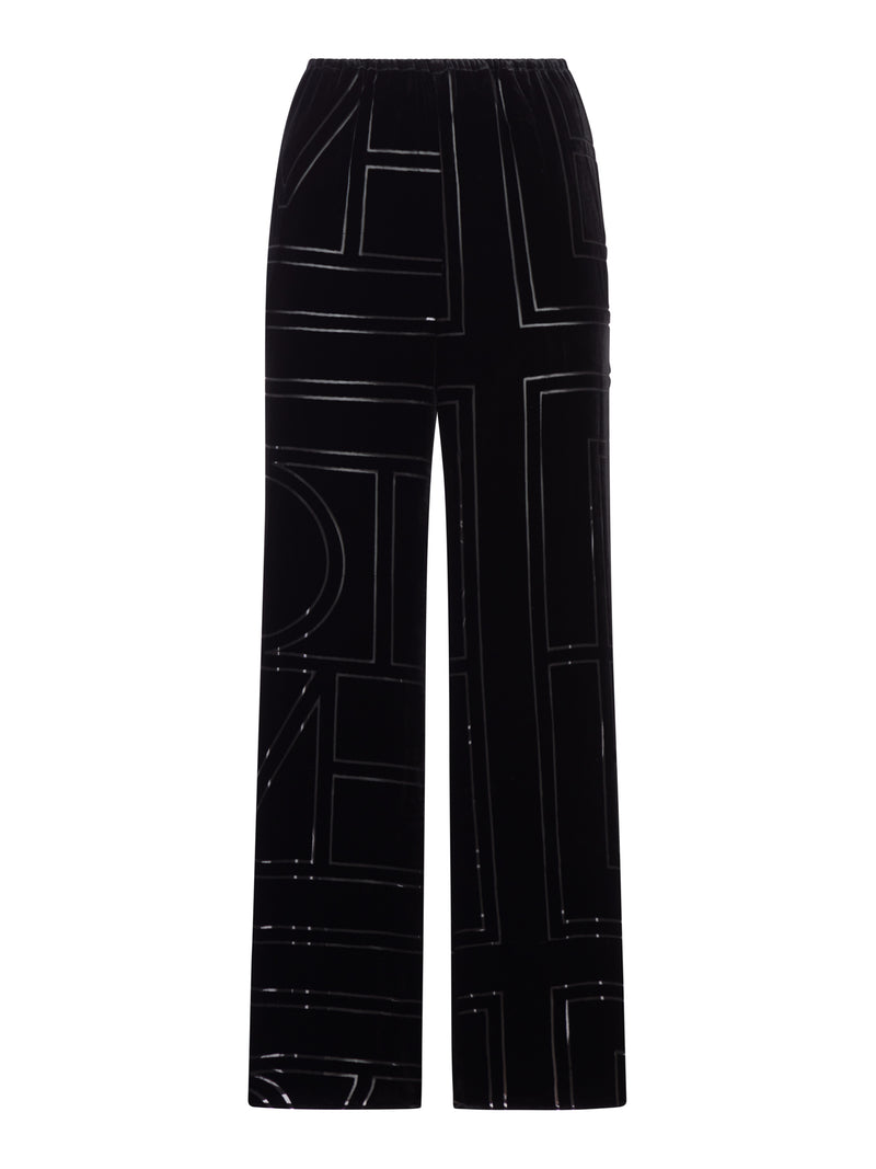 VELVET TROUSERS WITH DÉVORÉ MONOGRAM