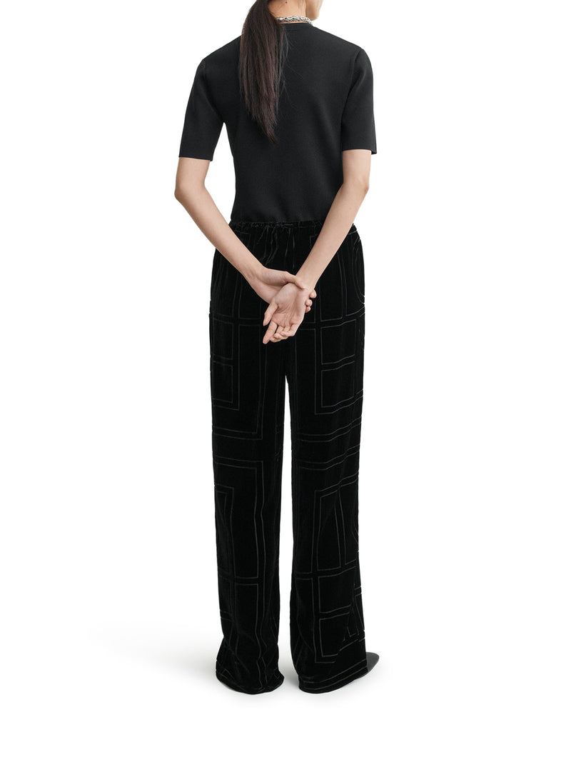 VELVET TROUSERS WITH DÉVORÉ MONOGRAM