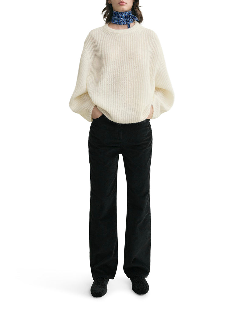 ECRU MOHAIR BLEND RIBBED SWEATER